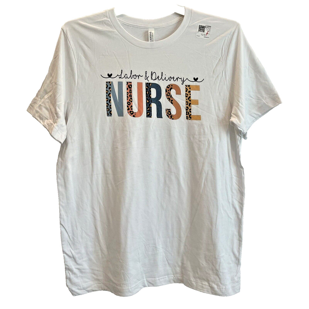 Labor & Delivery Nurse T-Shirt XL White❤️NEW❤️ Cheetah Zoo Print ~ 100% Cotton